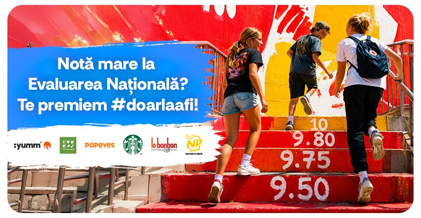 Medie mare la Evaluarea Nationala? Te premiem #doarlaafi